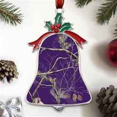 Realtree Camo Purple Pink Realtree Camo Metal Holly Leaf Bell Ornament