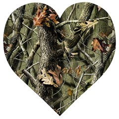 Realtree Camo Seamless Pattern Camo Hunting Wooden Puzzle Heart by Perong