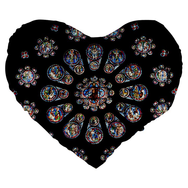 Photo Chartres Notre Dame Large 19  Premium Flano Heart Shape Cushions