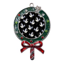 Crane Pattern Metal X mas Lollipop With Crystal Ornament