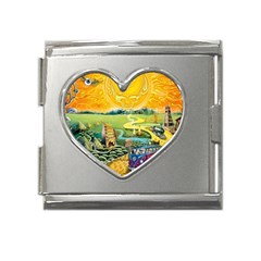 Grateful Dead Golden Road Mega Link Heart Italian Charm (18mm)