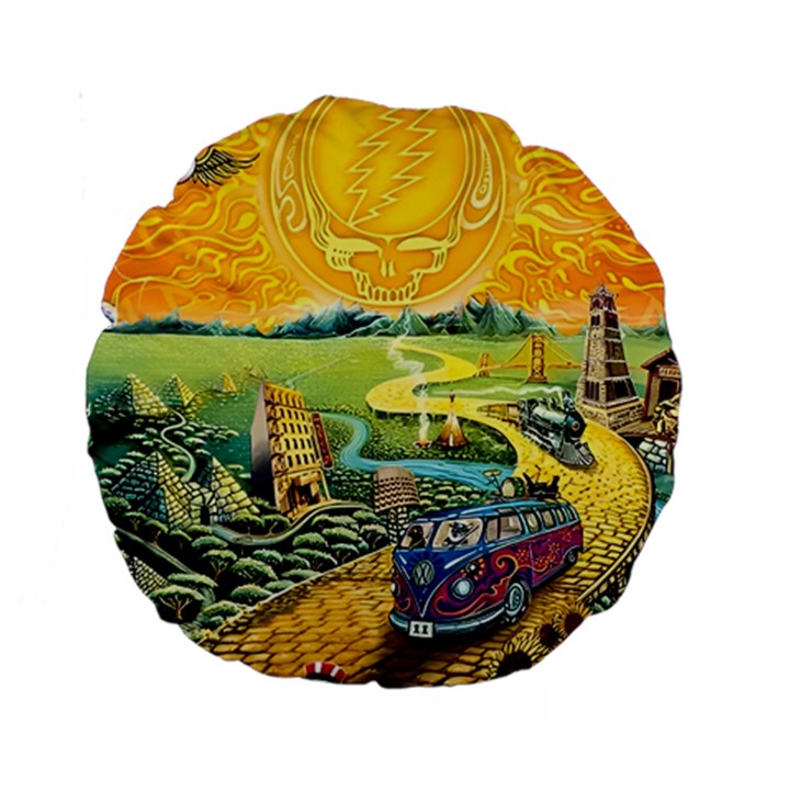 Grateful Dead Golden Road Standard 15  Premium Round Cushions