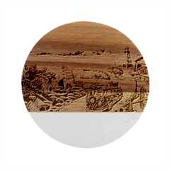 Grateful Dead Golden Road Marble Wood Coaster (round) by Bedest