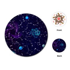 Realistic Night Sky Poster With Constellations Playing Cards Single Design (round)