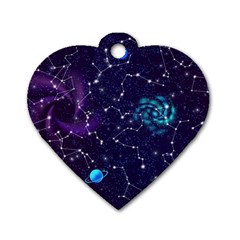 Realistic Night Sky Poster With Constellations Dog Tag Heart (one Side) by Ket1n9