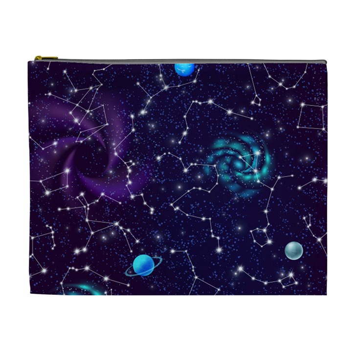 Realistic Night Sky Poster With Constellations Cosmetic Bag (XL)