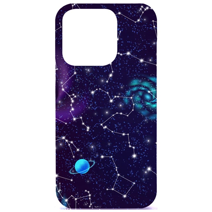 Realistic Night Sky Poster With Constellations iPhone 15 Pro Black UV Print PC Hardshell Case