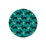 Happy Dogs Animals Pattern Rubber Coaster (Round) Front