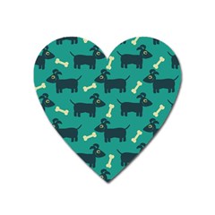 Happy Dogs Animals Pattern Heart Magnet by Ket1n9