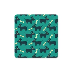 Happy Dogs Animals Pattern Square Magnet by Ket1n9