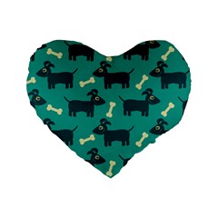 Happy Dogs Animals Pattern Standard 16  Premium Heart Shape Cushions by Ket1n9