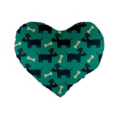 Happy Dogs Animals Pattern Standard 16  Premium Flano Heart Shape Cushions