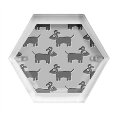 Happy Dogs Animals Pattern Hexagon Wood Jewelry Box