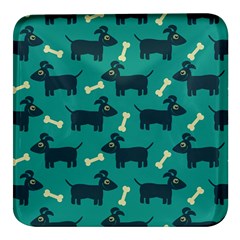 Happy Dogs Animals Pattern Square Glass Fridge Magnet (4 Pack) by Ket1n9