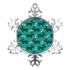 Happy Dogs Animals Pattern Metal Small Snowflake Ornament