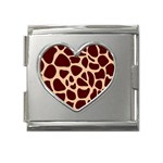 Animal Print Girraf Patterns Mega Link Heart Italian Charm (18mm) Front