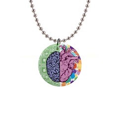 Brain Heart Balance Emotion 1  Button Necklace by Maspions