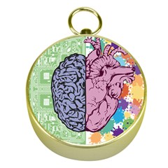 Brain Heart Balance Emotion Gold Compasses