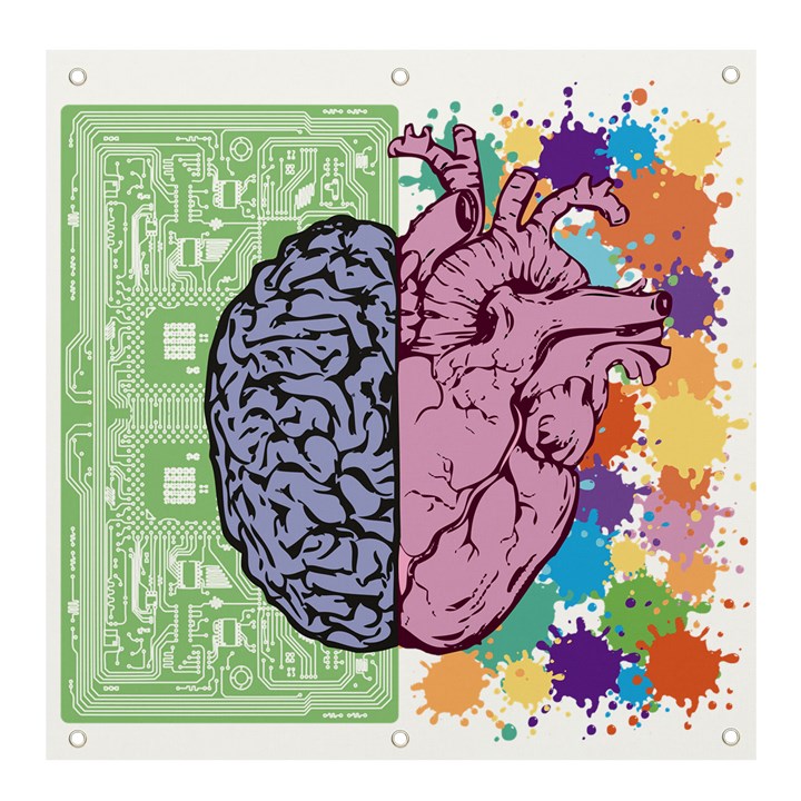 Brain Heart Balance Emotion Banner and Sign 4  x 4 