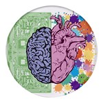 Brain Heart Balance Emotion Round Glass Fridge Magnet (4 pack) Front