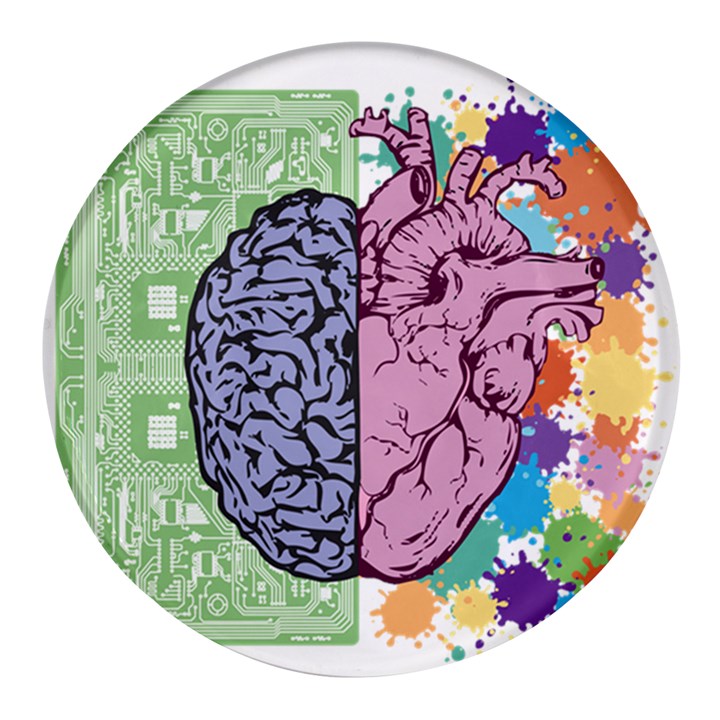 Brain Heart Balance Emotion Round Glass Fridge Magnet (4 pack)