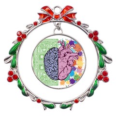 Brain Heart Balance Emotion Metal X mas Wreath Ribbon Ornament