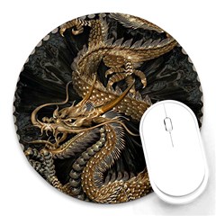 Fantasy Dragon Pentagram Round Mousepad