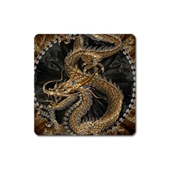 Fantasy Dragon Pentagram Square Magnet