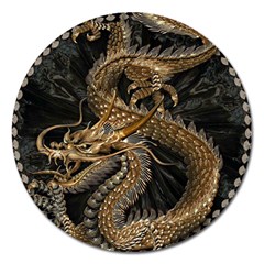 Fantasy Dragon Pentagram Magnet 5  (round) by Maspions