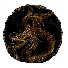 Fantasy Dragon Pentagram Large 18  Premium Flano Round Cushions