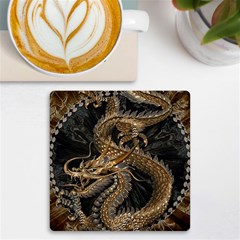 Fantasy Dragon Pentagram Uv Print Square Tile Coaster  by Maspions