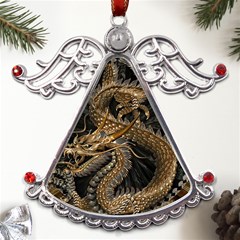 Fantasy Dragon Pentagram Metal Angel With Crystal Ornament