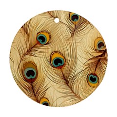 Vintage Peacock Feather Peacock Feather Pattern Background Nature Bird Nature Ornament (round) by Maspions