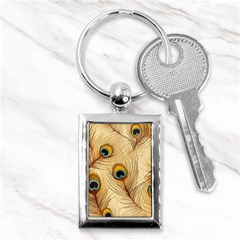 Vintage Peacock Feather Peacock Feather Pattern Background Nature Bird Nature Key Chain (rectangle)