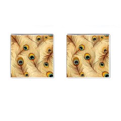 Vintage Peacock Feather Peacock Feather Pattern Background Nature Bird Nature Cufflinks (square)