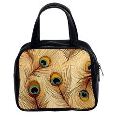 Vintage Peacock Feather Peacock Feather Pattern Background Nature Bird Nature Classic Handbag (two Sides)