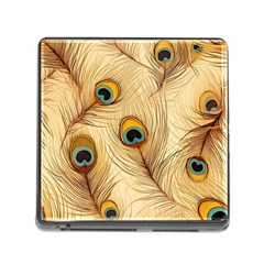 Vintage Peacock Feather Peacock Feather Pattern Background Nature Bird Nature Memory Card Reader (square 5 Slot) by Maspions