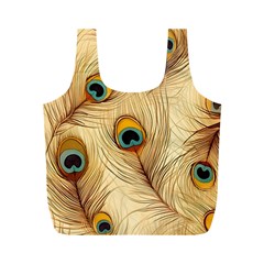 Vintage Peacock Feather Peacock Feather Pattern Background Nature Bird Nature Full Print Recycle Bag (m)