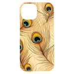 Vintage Peacock Feather Peacock Feather Pattern Background Nature Bird Nature iPhone 15 Plus Black UV Print PC Hardshell Case Front