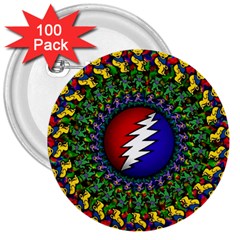 Grateful Dead Bear Pattern 3  Buttons (100 Pack) 