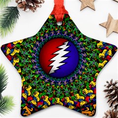 Grateful Dead Bear Pattern Star Ornament (two Sides)