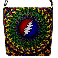 Grateful Dead Bear Pattern Flap Closure Messenger Bag (s)