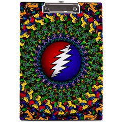 Grateful Dead Bear Pattern A4 Acrylic Clipboard by Maspions