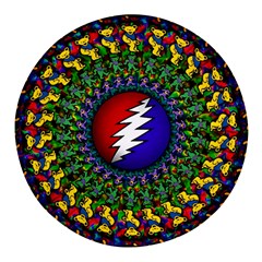 Grateful Dead Bear Pattern Round Glass Fridge Magnet (4 Pack) by Maspions