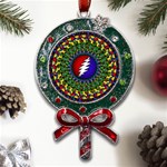 Grateful Dead Bear Pattern Metal X Mas Lollipop with Crystal Ornament Front