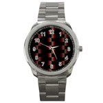 Geometric Pulse Print Design Sport Metal Watch Front