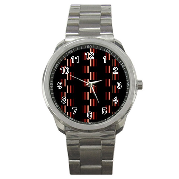 Geometric Pulse Print Design Sport Metal Watch