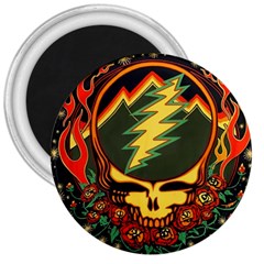 Grateful Dead Steal Your Face Deadhead Hippie Logo Music 3  Magnets by Perong