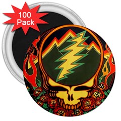 Grateful Dead Steal Your Face Deadhead Hippie Logo Music 3  Magnets (100 Pack) by Perong