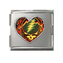 Grateful Dead Steal Your Face Deadhead Hippie Logo Music Mega Link Heart Italian Charm (18mm)